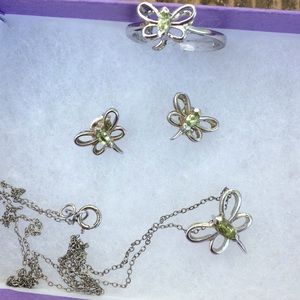 Sterling Silver Dragonfly Peridot Set